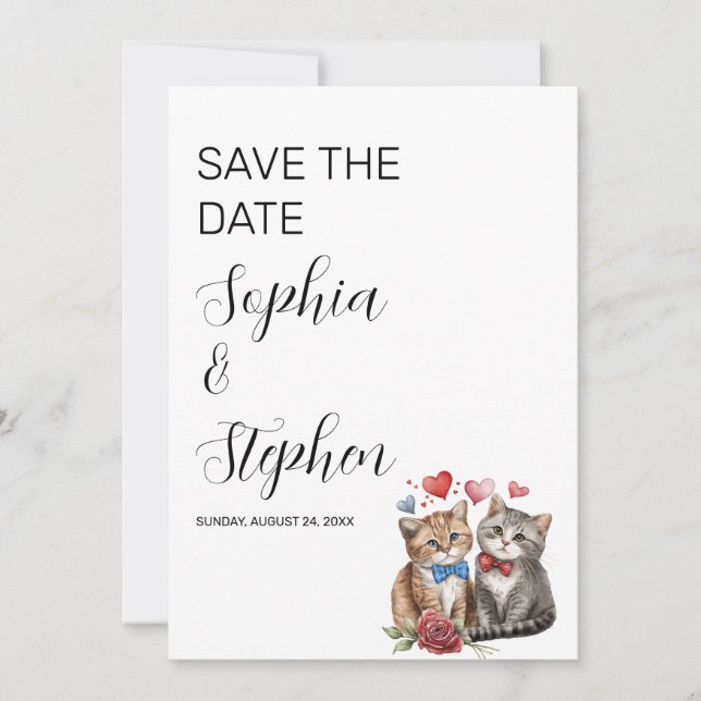 Couple of Cats in Love  Save The Date (Front)