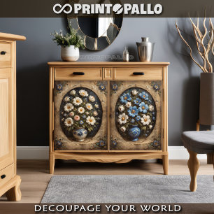 Couple of Flowers pot for two door cabinet Tissue Paper