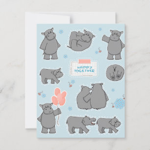 Couple of hippos Happy together Holiday Card