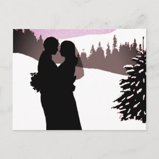 Couple on a Snowy Mountain Winter Wedding Announcement Postcard