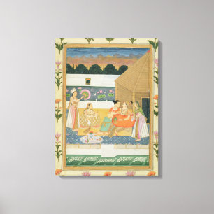Couple on a terrace at sunset, from the Small Cliv Canvas Print
