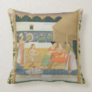 Couple on a terrace at sunset, from the Small Cliv Throw Pillow