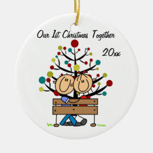 Couple on Bench Personalized Holiday Ornament