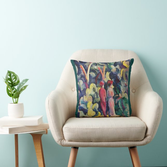 Couple on the Forest Track by August Macke Throw Pillow (Chair)