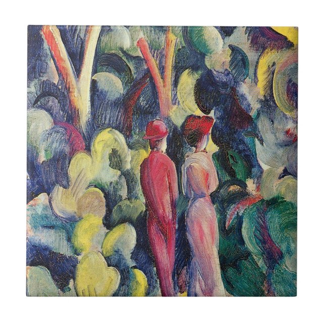 Couple on the Forest Track by August Macke Tile (Front)