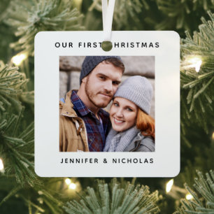 Couple Our First Christmas Photo Metal Ornament