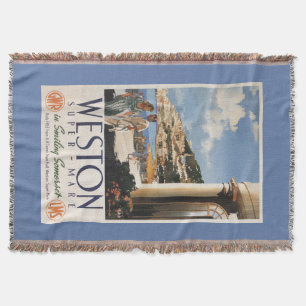 Couple Overlooking Coast Railway Poster Throw Blanket