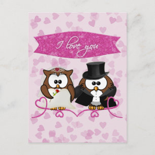 couple owl - I love you Postcard