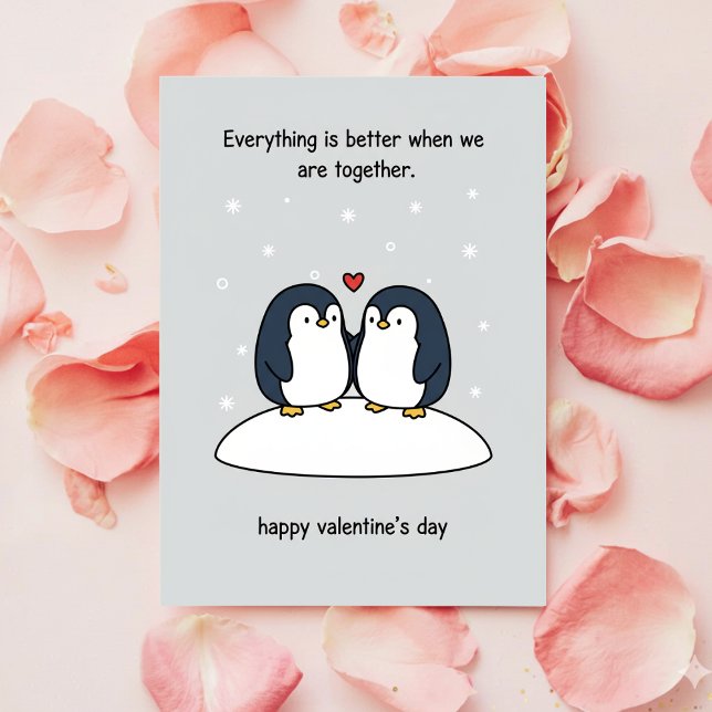 Couple Penguin Valentine Cute Love Card For Him (Creator Uploaded)