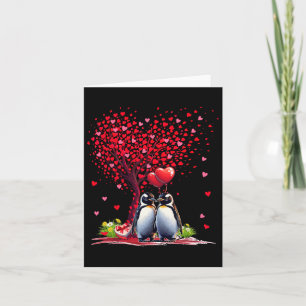 Couple Penguins Cotume Valentine's Day Tree Cute H Card