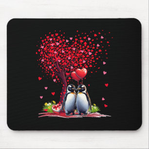 Couple Penguins Cotume Valentine's Day Tree Cute H Mouse Pad