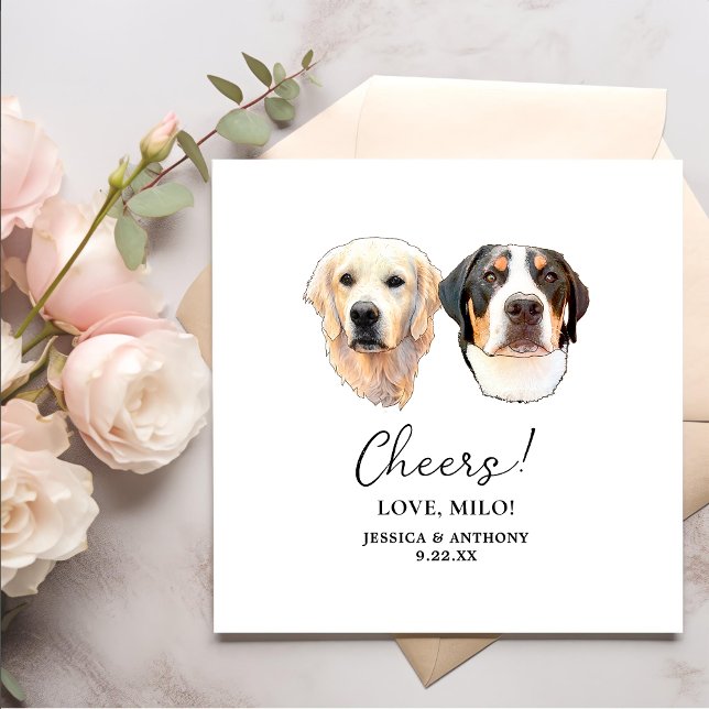 Couple Pet Hand Drawing Personalized Cheers Napkin (Creator Uploaded)