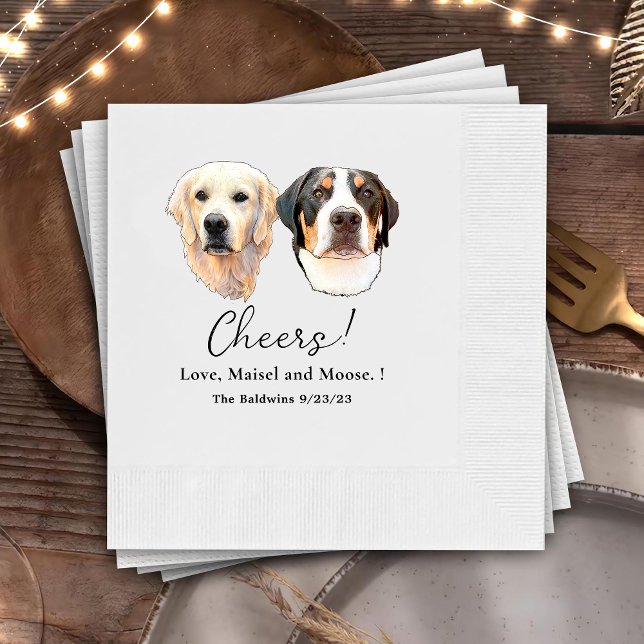 Couple Pet Hand Drawing Personalized Cheers Napkin (Creator Uploaded)