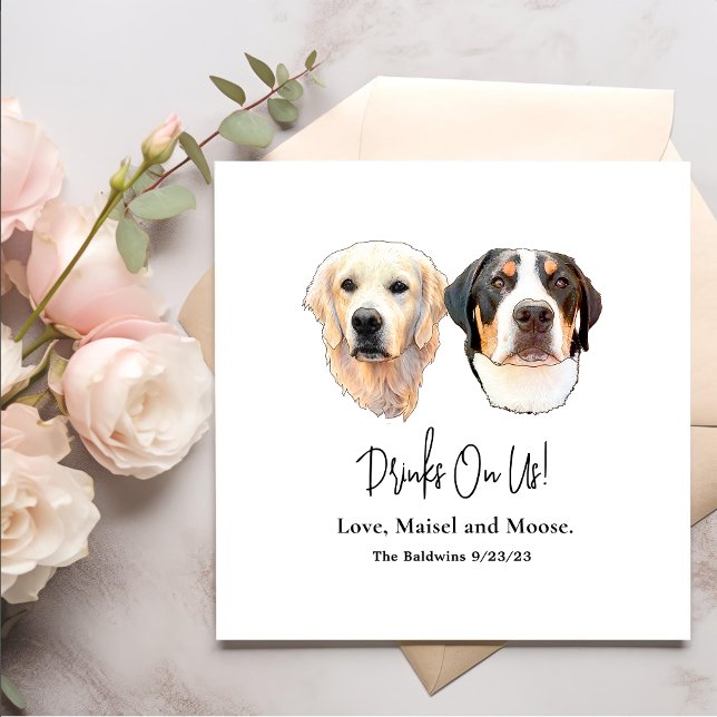 Couple Pet Hand Drawing Personalized Drinks on Me Napkin (Creator Uploaded)