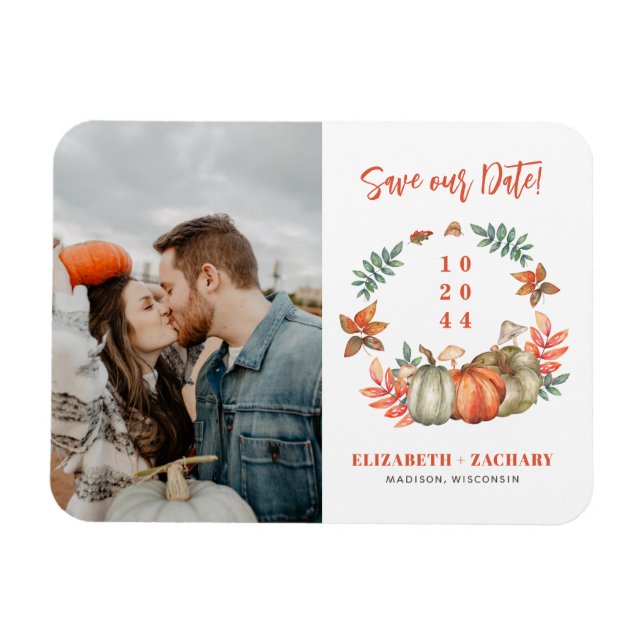 Couple Photo Autumn Fall Wedding Save the Date Magnet (Horizontal)