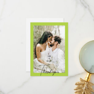 Couple Photo Chartreuse Wedding Blank Thank You II Card
