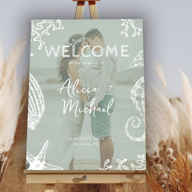 Couple photo coastal wedding welcome  poster (Creator Uploaded)