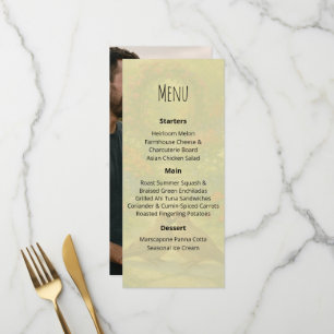 Couple Photo Custom Floral Garden Wedding Menu