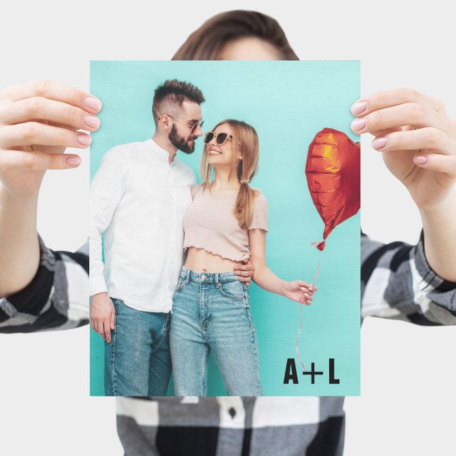 Couple Photo Custom Initials Valentines Day Poster (Couple Photo Custom Initials Valentines Day Poster
)
