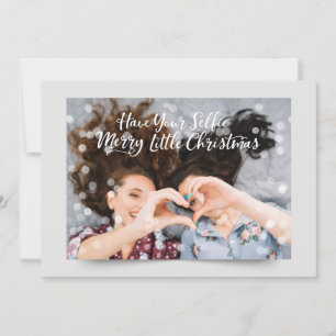 Couple Photo Fairy Lights   Funny Holiday Greeting Card