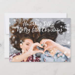 Couple Photo Fairy Lights   Funny Holiday Greeting Card