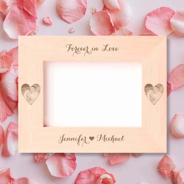 Couple Photo Hearts Monogram Wedding Anniversary Etched Frames (Couple Photo Hearts Monogram Wedding Anniversary Engraved Frames)