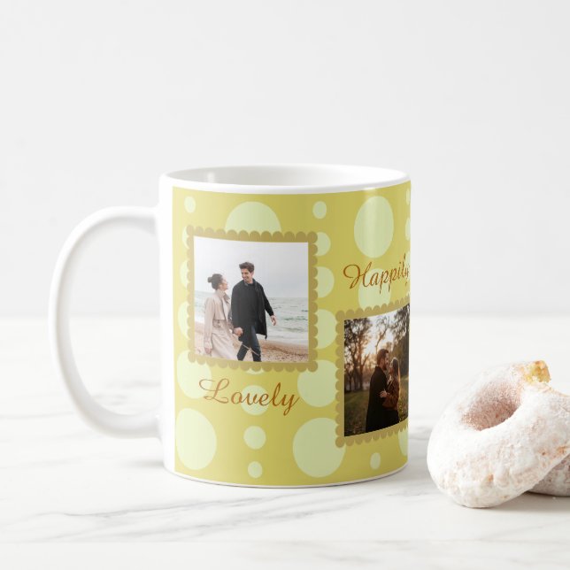 Couple Photo Love Design with Custom Text Coffee M Coffee Mug (With Donut)