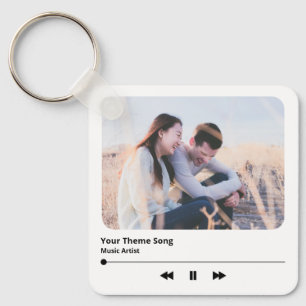 Couple Photo Music Plaque Favourite Song QR Code  Keychain