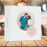 Couple Photo Pink Circle Modern Minimalist White Binder<br><div class="desc">A minimalist circle photo design featuring a large circle couple photograph overlayed by a smaller semi-transparent circle in blush pink with a classic typography. The image and text can be easily customized for a design as unique as you are!</div>