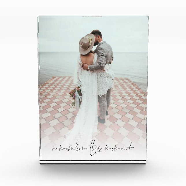 Couple Photo Remember This Moment Romantic Quote Block (Front)