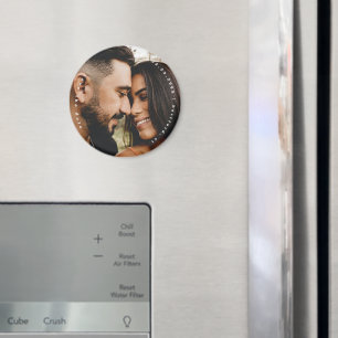  Couple Photo Round Wedding Announcement  Magnet
