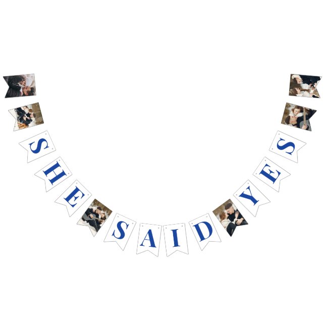 Couple Photo Royal Blue Bridal Shower Bunting Flags (All)