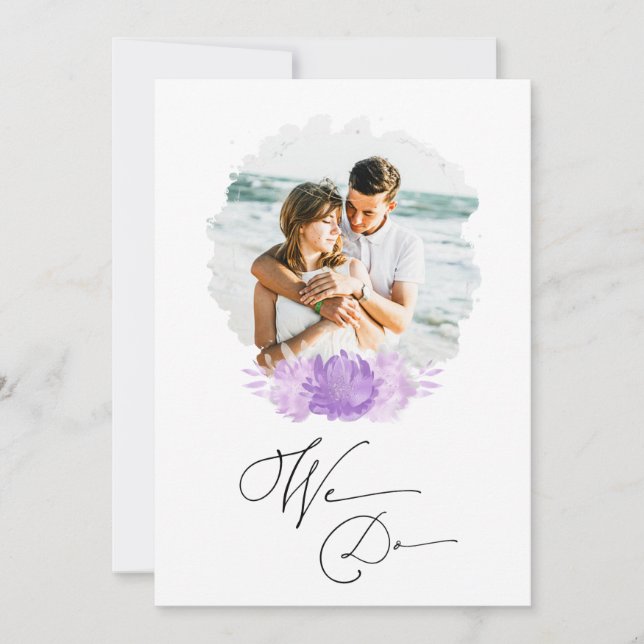 *~* Couple PHOTO RSVP + QR  AR6 Floral Wedding Inv Invitation (Front)