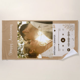 Couple Photo Song Wildflower Wedding Anniversary  Beach Towel