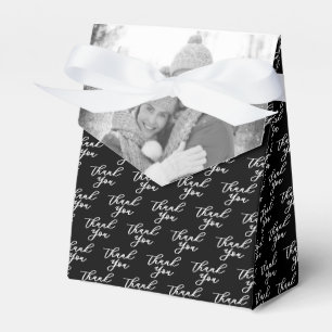 Couple Photo   Thank You Wedding Black And White Favor Box