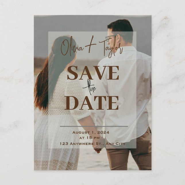 couple photo transparent Save The Date Card (Front)