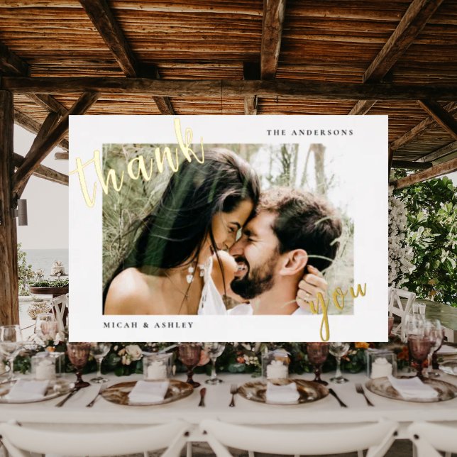 Couple Photo Wedding Thank You Blank Gold (Creator Uploaded)