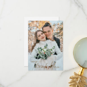Couple Photo Winter Wedding Blank Thank You Card