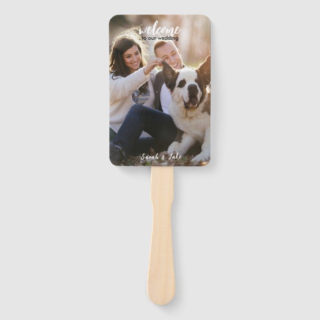 Couple Photo with Pet Fun Wedding  Hand Fan (Front)
