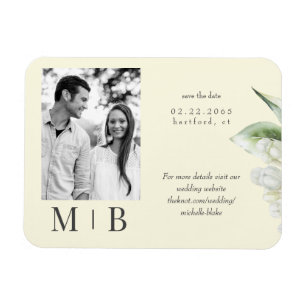 Couple Photo Yellow Save the Date Wedding Magnet