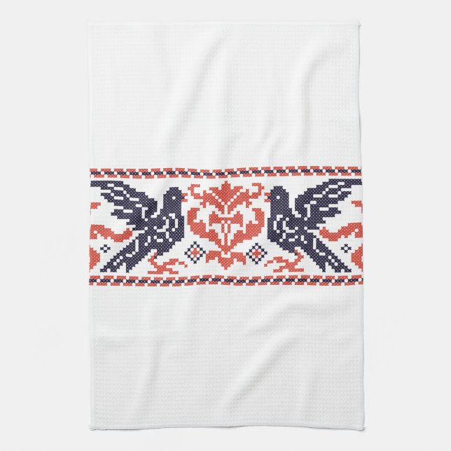 Couple pigeons kitchen towel (Vertical)