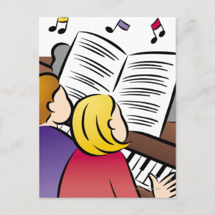 Couple Playing Piano Postcard