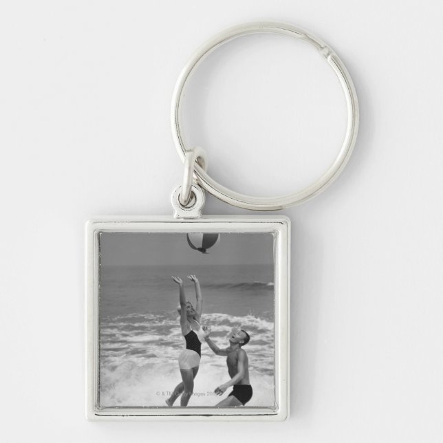 Couple Playing with a Beachball Keychain (Front)