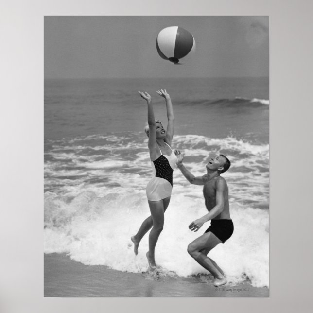 Couple Playing with a Beachball Poster (Front)