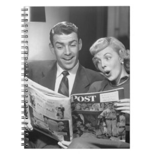 Couple Reading Magazine Notebook