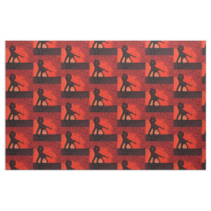 Couple Red Silhouette Fabric