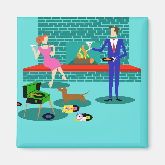 Couple rétro avec aimant pour chien (Devant)