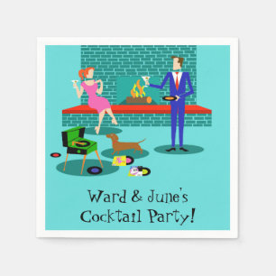 Couple rétro avec serviettes en papier de chien