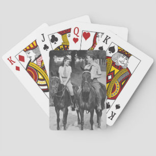 Couple Riding Horses Playing Cards
