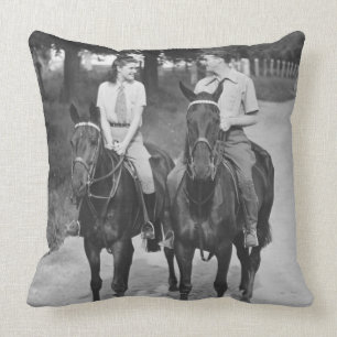 Couple Riding Horses Throw Pillow